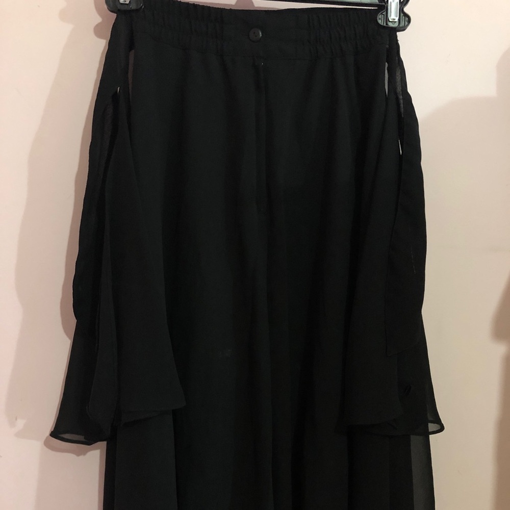 Long Black Layered Asymmetrical Skirt